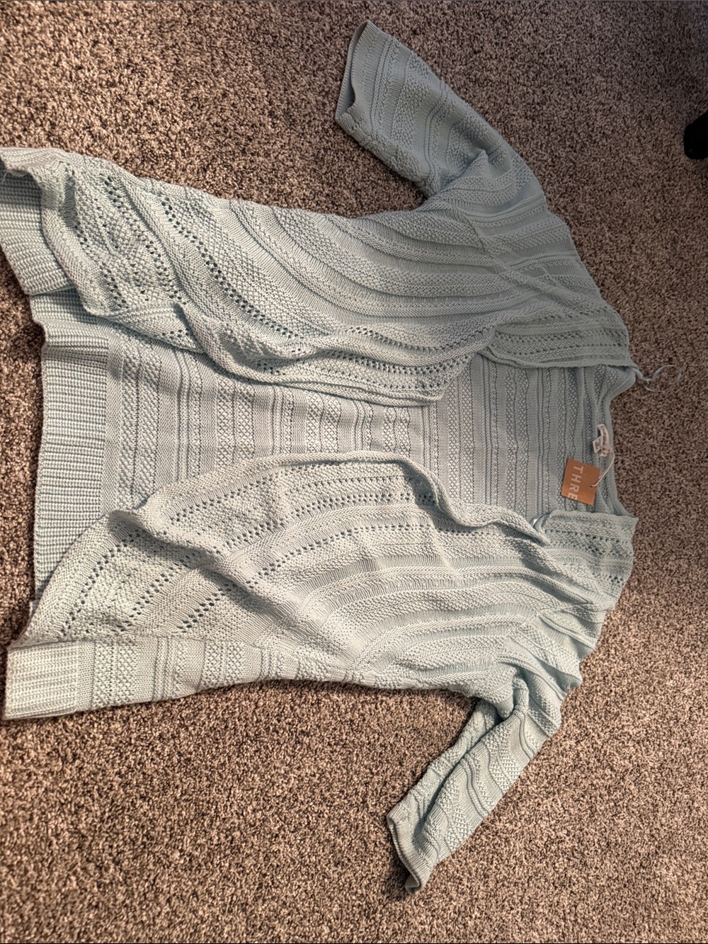croft & barrow Light Blue Open-Knit Women's Cardigan